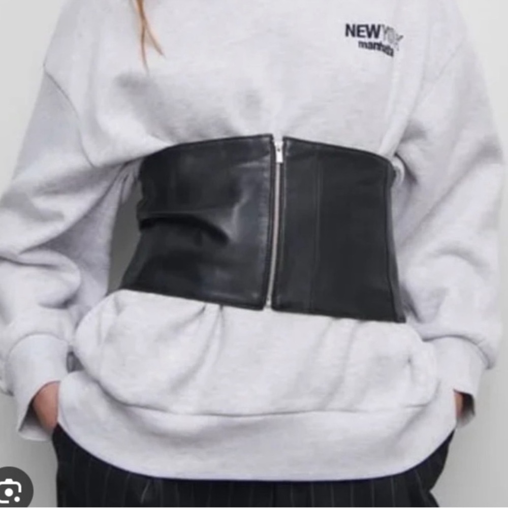 Zara Black Leather Corset Belt